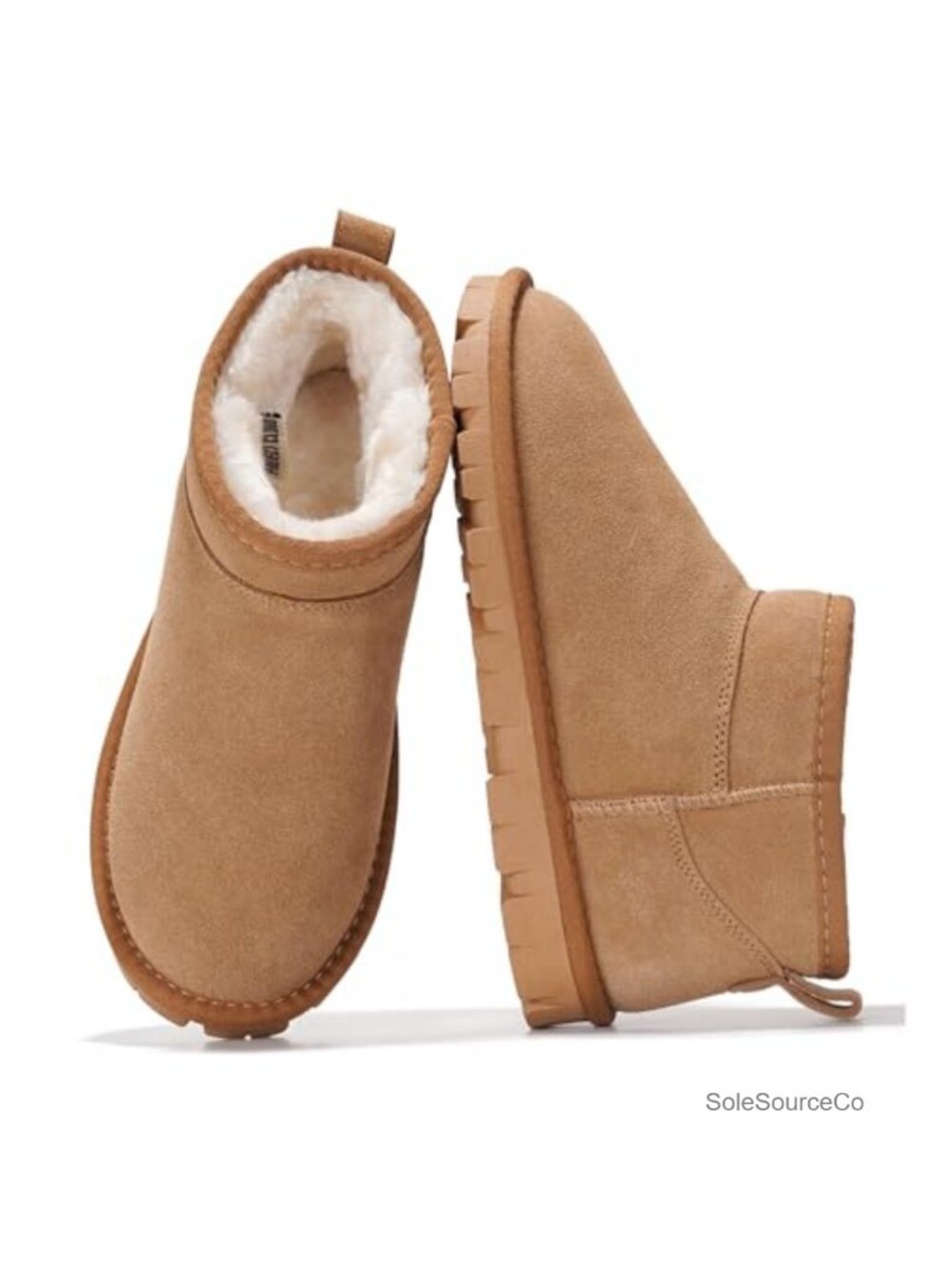 Genuine Suede Fur-Lined Waterproof Ankle Boots Women